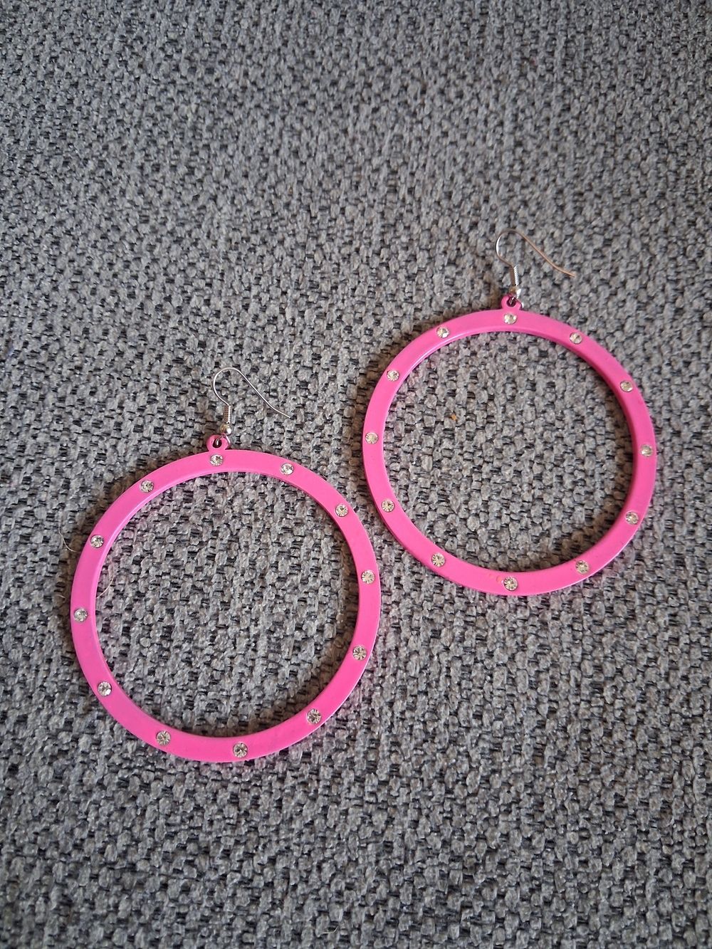 Pink Rhinestone Hoop Earrings for Women
